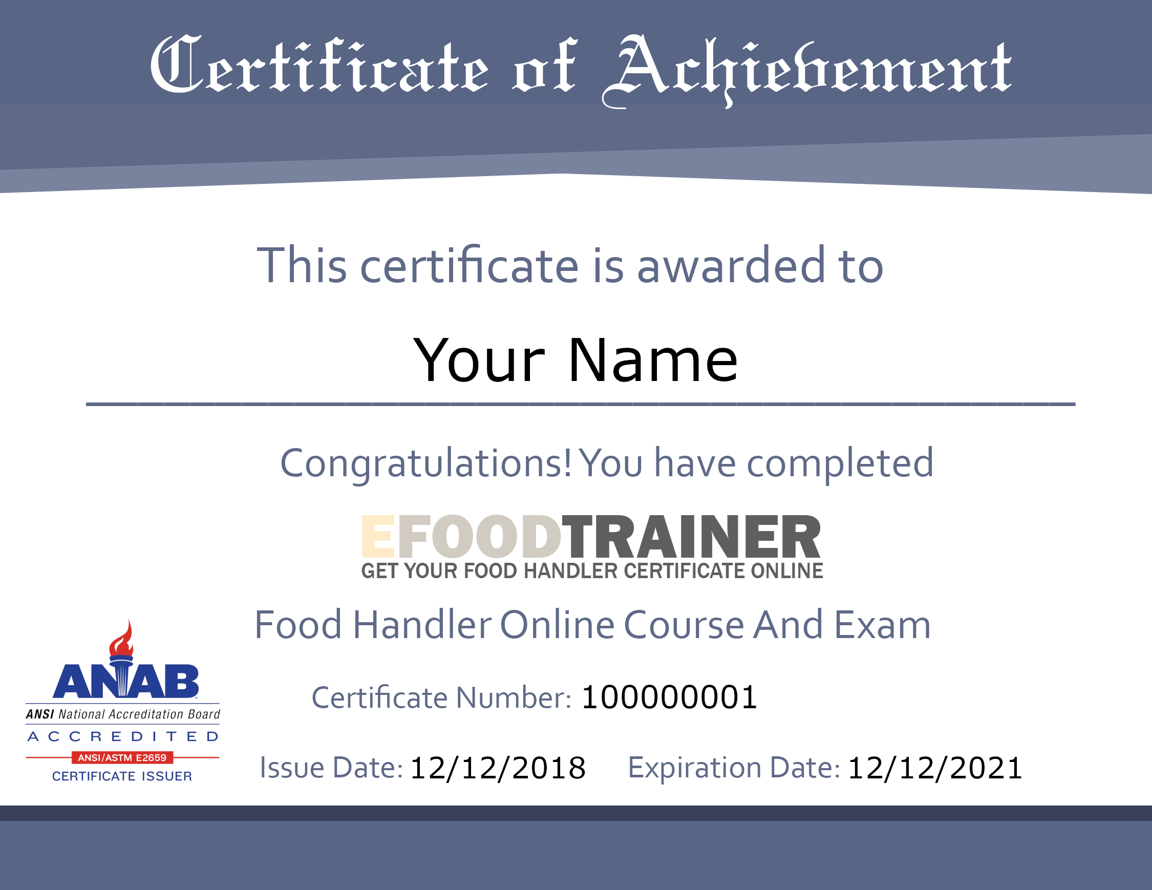 Efoodtrainer Food Handlers Cards Certificates